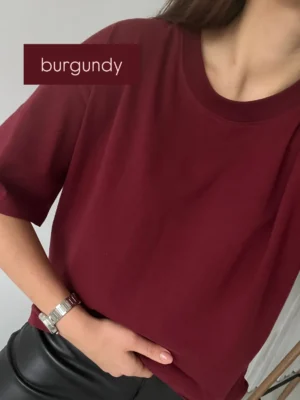 Футболка вільного крою кулір, бургунді
