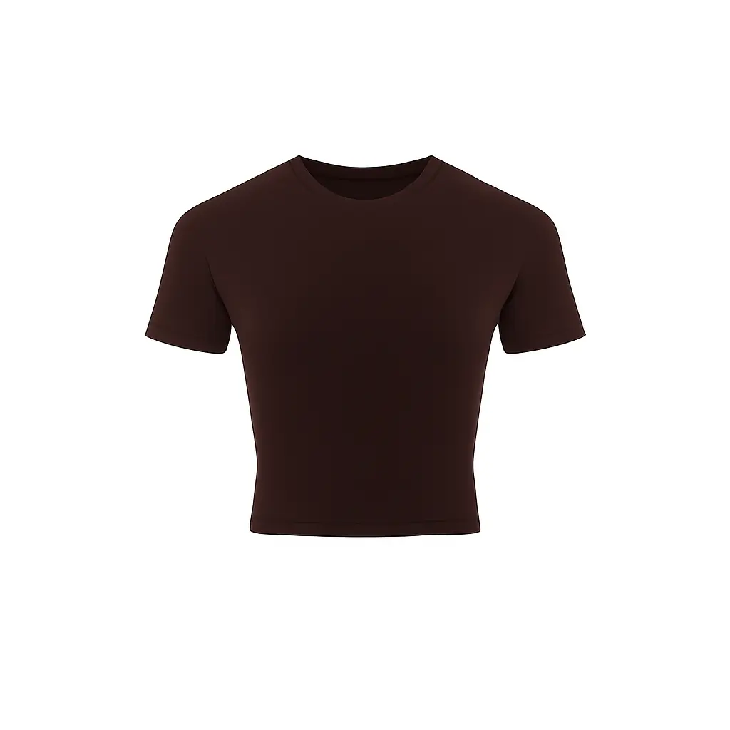 AnyConv.com__Plain short-sleeve c Футболка по фігурі кулір, шоколад - Зображення 1