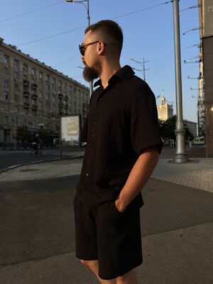Шорти муслінові чоловічі, чорні - Зображення 3