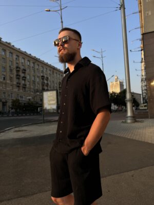 Шорти муслінові чоловічі, чорні - Зображення 2