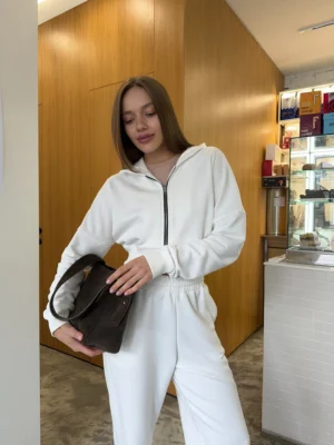 Зіп міні тринитка без утеплення, молочний