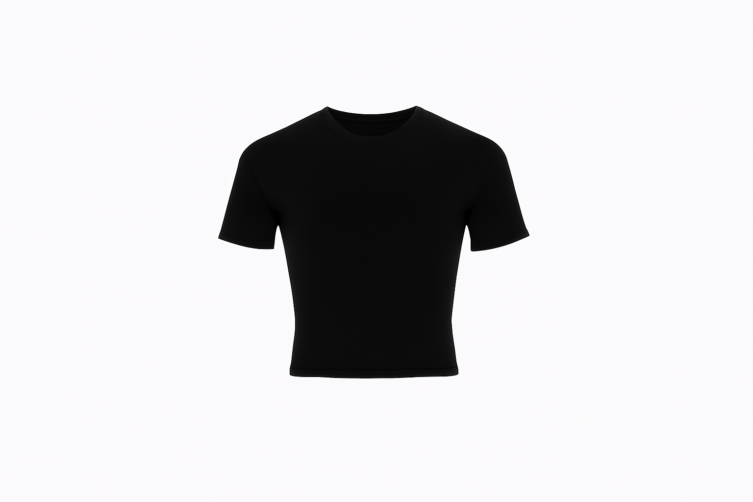 Plain black short-sl Футболка по фігурі кулір, чорний - Зображення 1